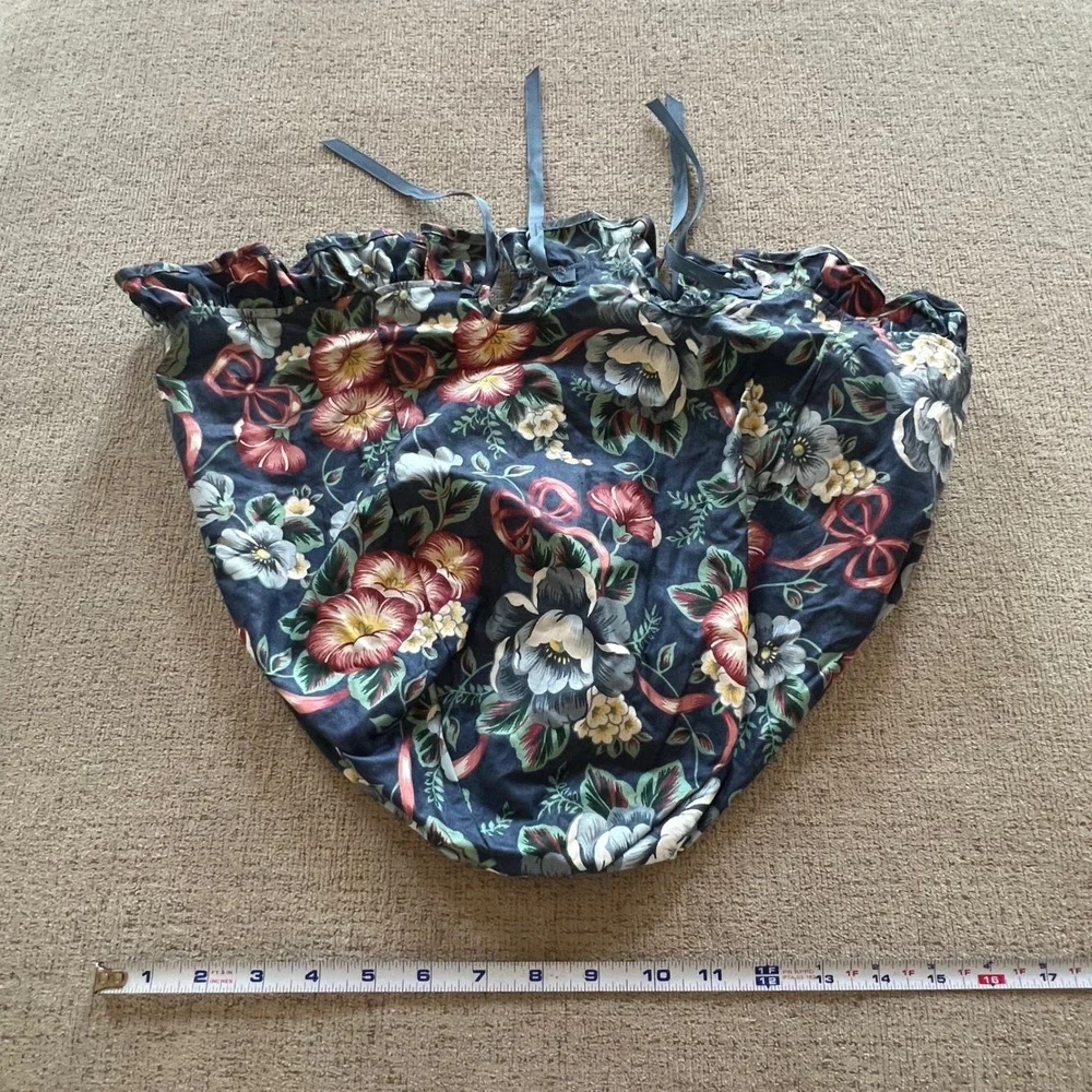 Longaberger Vintage Cottage Garden Round Fabric Basket Liner Blue Floral